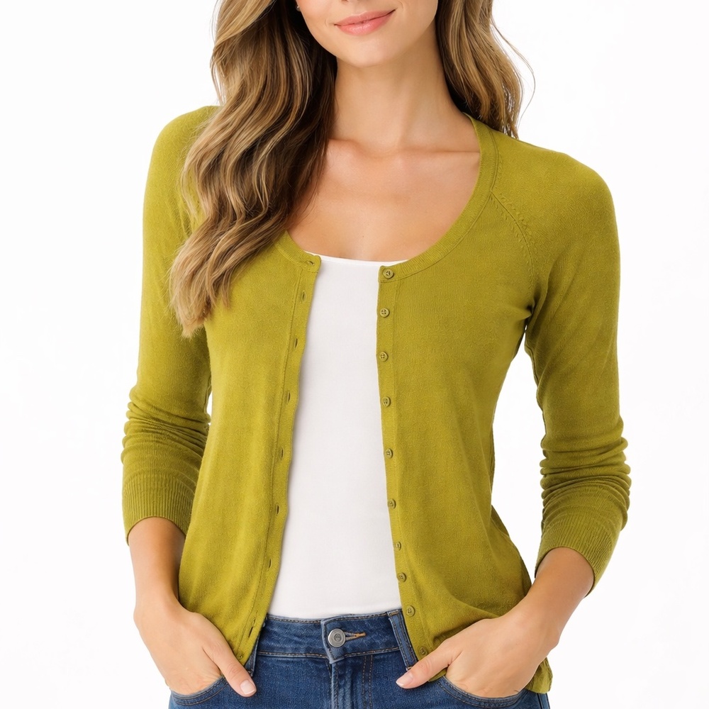 Hoss Intropia Green Scoup Neck Cardigan